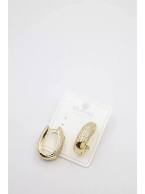 Taşlı Halka Küpe - Altın