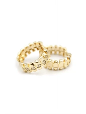 Taşlı Halka Küpe - Altın