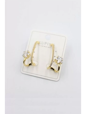 Taşlı Halka Küpe - Altın