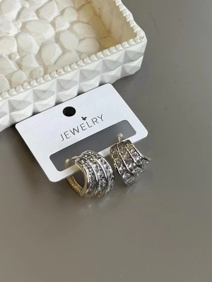 Taşlı Halka Küpe - Altın