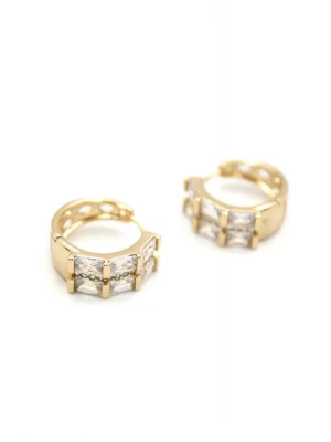 Taşlı Halka Küpe - Altın