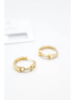 Taşlı Halka Küpe - Altın