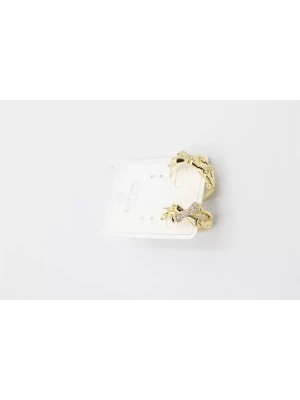 Taşlı Halka Küpe - Altın