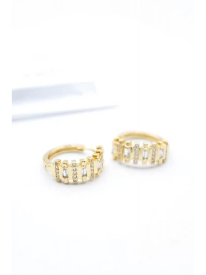 Taşlı Halka Küpe - Altın