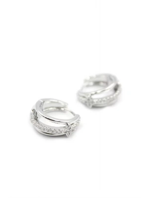 Taşlı Halka Küpe - Gümüş