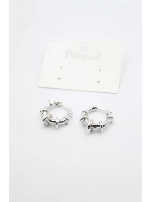 Taşlı Halka Küpe - Gümüş