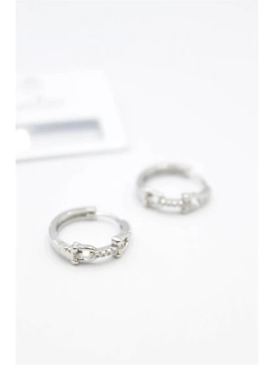 Taşlı Halka Küpe - Gümüş