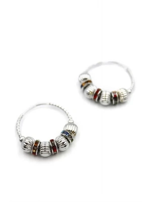 Taşlı Halka Küpe - Gümüş