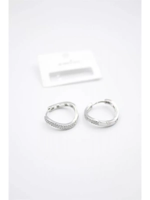 Taşlı Halka Küpe - Gümüş