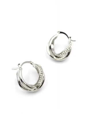 Taşlı Halka Küpe - Gümüş