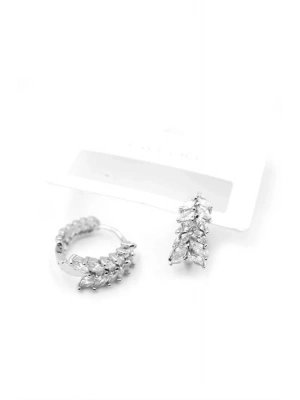 Taşlı Halka Küpe - Gümüş