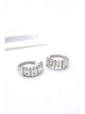 Taşlı Halka Küpe - Gümüş