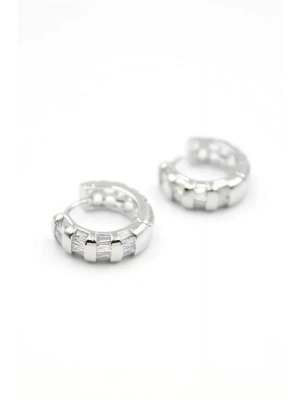 Taşlı Halka Küpe - Gümüş