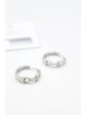 Taşlı Halka Küpe - Gümüş