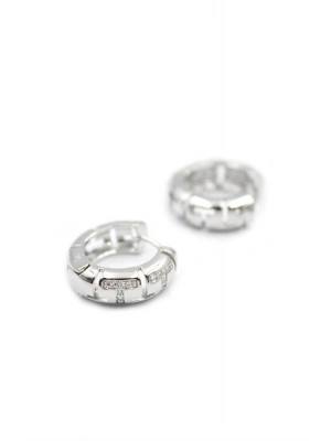 Taşlı Halka Küpe - Gümüş