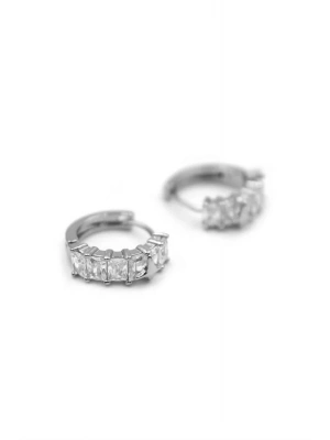 Taşlı Halka Küpe - Gümüş