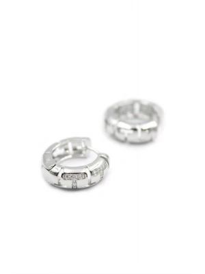 Taşlı Halka Küpe - Gümüş