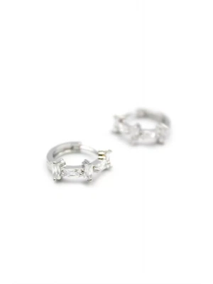 Taşlı Halka Küpe - Gümüş