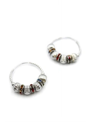 Taşlı Halka Küpe - Gümüş