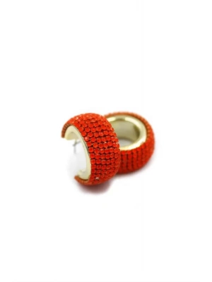 Taşlı Halka Küpe - Turuncu