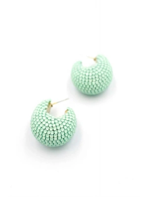 Taşlı Halka Küpe - Yeşil