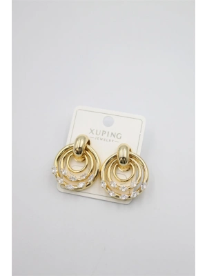 Taşlı Halkalı Küpe - Altın