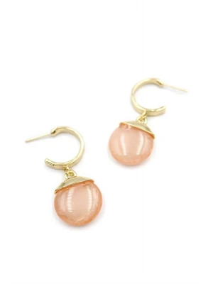 Taşlı Halkalı Küpe - Pembe