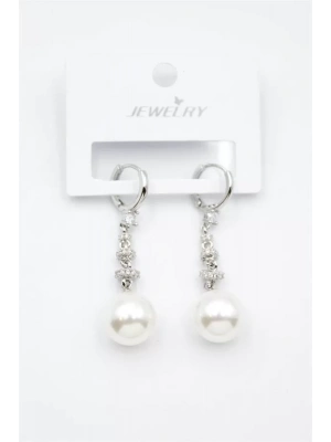 Taşlı İnci Küpe - Gümüş