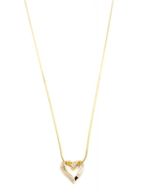 Taşlı Kalp Kolye - Altın