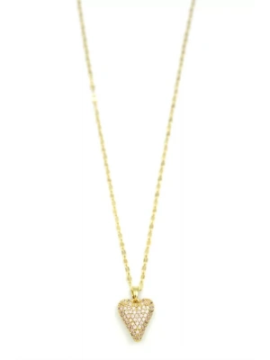 Taşlı Kalp Kolye - Altın