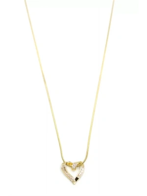 Taşlı Kalp Kolye - Altın