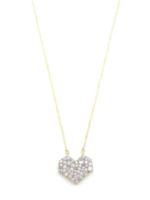 Taşlı Kalp Kolye - Altın