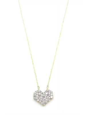 Taşlı Kalp Kolye - Altın