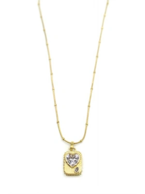 Taşlı Kalp Kolye - Altın