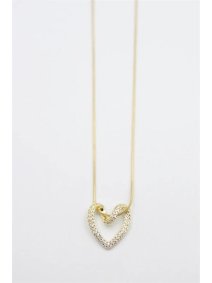 Taşlı Kalp Kolye - Altın