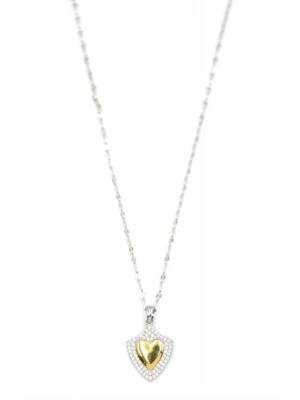 Taşlı Kalp Kolye - Gümüş