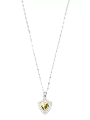 Taşlı Kalp Kolye - Gümüş