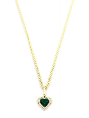 Taşlı Kalp Kolye - Yeşil