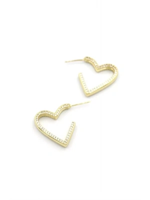 Taşlı Kalp Küpe - 14K Altın