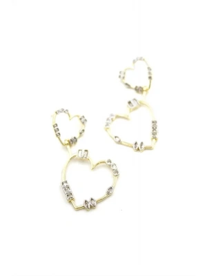 Taşlı Kalp Küpe - Altın