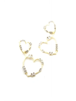 Taşlı Kalp Küpe - Altın