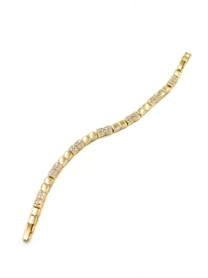 Taşlı Kare VİP Bileklik - Altın