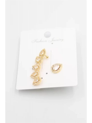 Taşlı Kıkırdak Küpe - Altın