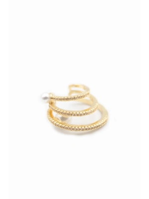 Taşlı Kıkırdak Küpe - Altın