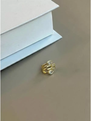 Taşlı Kıkırdak Küpe - Altın