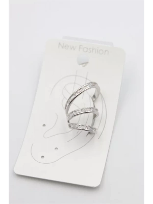 Taşlı Kıkırdak Küpe - Gümüş