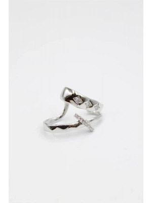 Taşlı Kıkırdak Küpe - Gümüş