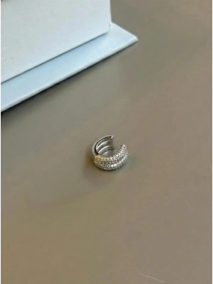 Taşlı Kıkırdak Küpe - Gümüş