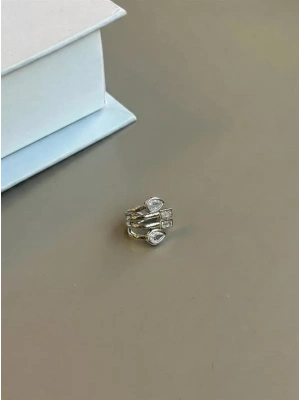 Taşlı Kıkırdak Küpe - Gümüş