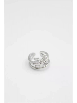 Taşlı Kıkırdak Küpe - Gümüş